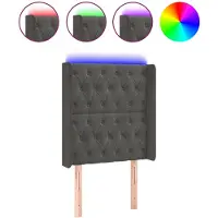 vidaXL Hoofdbord LED 83x16x118/128 cm fluweel donkergrijs