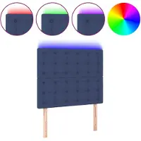 vidaXL Hoofdbord LED 100x5x118/128 cm stof blauw