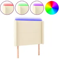 vidaXL Hoofdbord LED 93x16x118/128 cm kunstleer crèmekleurig