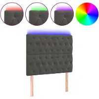 vidaXL Hoofdbord LED 100x7x118/128 cm fluweel donkergrijs