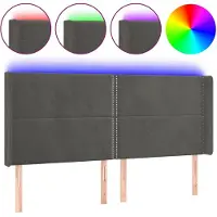 vidaXL Hoofdbord LED 203x16x118/128 cm fluweel donkergrijs