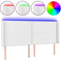 vidaXL Hoofdbord LED 203x16x118/128 cm kunstleer wit