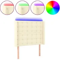 vidaXL Hoofdbord LED 93x16x118/128 cm kunstleer crèmekleurig