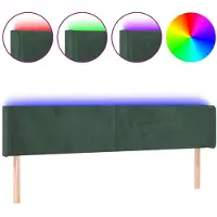 vidaXL Hoofdbord LED 163x16x78/88 cm fluweel donkergroen
