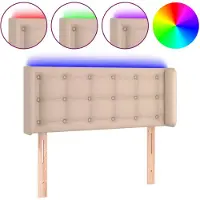 vidaXL Hoofdbord LED 103x16x78/88 cm kunstleer cappuccinokleurig