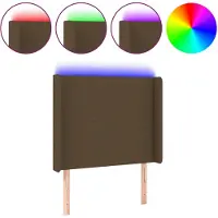 vidaXL Hoofdbord LED 93x16x118/128 cm stof donkerbruin