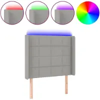 vidaXL Hoofdbord LED 93x16x118/128 cm stof lichtgrijs