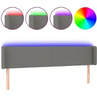 vidaXL Hoofdbord LED 163x16x78/88 cm stof donkergrijs