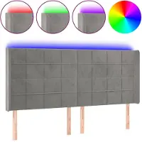 vidaXL Hoofdbord LED 183x16x118/128 cm fluweel lichtgrijs