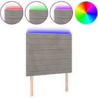 vidaXL Hoofdbord LED 100x5x118/128 cm fluweel lichtgrijs