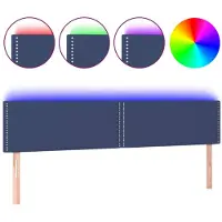 vidaXL Hoofdbord LED 180x5x78/88 cm stof blauw