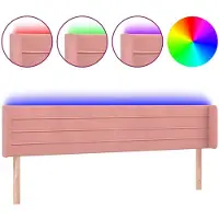 vidaXL Hoofdbord LED 163x16x78/88 cm fluweel roze