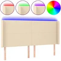 vidaXL Hoofdbord LED 203x16x118/128 cm stof crèmekleurig