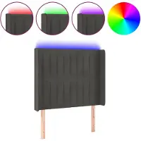 vidaXL Hoofdbord LED 83x16x118/128 cm fluweel donkergrijs