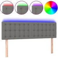 vidaXL Hoofdbord LED 144x5x78/88 cm stof donkergrijs