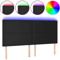 vidaXL Hoofdbord LED 200x5x118/128 cm kunstleer zwart