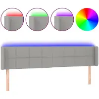 vidaXL Hoofdbord LED 163x16x78/88 cm stof lichtgrijs