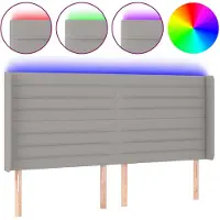 vidaXL Hoofdbord LED 163x16x118/128 cm stof lichtgrijs