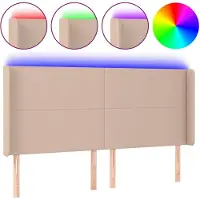 vidaXL Hoofdbord LED 203x16x118/128 cm kunstleer cappuccinokleurig
