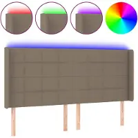 vidaXL Hoofdbord LED 203x16x118/128 cm stof taupe