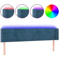 vidaXL Hoofdbord LED 163x16x78/88 cm fluweel donkerblauw
