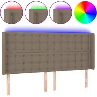 vidaXL Hoofdbord LED 203x16x118/128 cm stof taupe