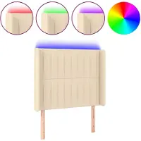 vidaXL Hoofdbord LED 83x16x118/128 cm stof crèmekleurig