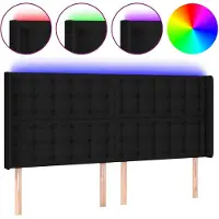 vidaXL Hoofdbord LED 163x16x118/128 cm stof zwart