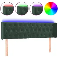 vidaXL Hoofdbord LED 163x16x78/88 cm fluweel donkergroen