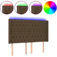 vidaXL Hoofdbord LED 163x16x118/128 cm stof donkerbruin