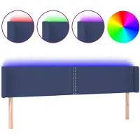 vidaXL Hoofdbord LED 183x16x78/88 cm stof blauw