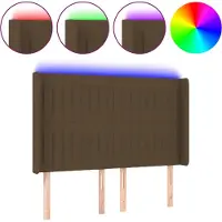 vidaXL Hoofdbord LED 147x16x118/128 cm stof donkerbruin
