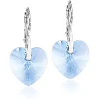 Montebello Oorbellen Edrea Aqua - 925 Zilver - Swarovski Hart - Ø14x30mm