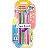 Paper Mate Flair-viltstiften | Medium punt (0,7 mm) | Diverse tropische-vakantiekleuren | 8 stuks