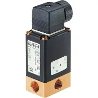 Burkert Magneetventiel 3/2-Weg G1/4'' NC Messing NBR 0-10bar/145psi 230VAC 0330 41116