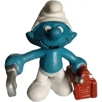 Schleich Loodgieter smurf - Knutselsmurf met gereedschapskist en waterpomptang - - 5,5 cm