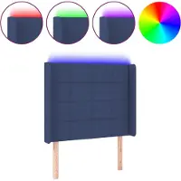 vidaXL Hoofdbord LED 103x16x118/128 cm stof blauw
