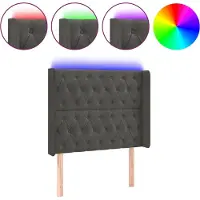 vidaXL Hoofdbord LED 103x16x118/128 cm fluweel donkergrijs