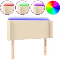 vidaXL Hoofdbord LED 93x16x78/88 cm stof crèmekleurig
