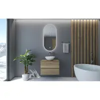 Gliss Design Spiegel aura 40x100 cm koper ovaal met led verlichting & geintegreerde spiegelverwarming