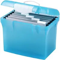 Pierre by Elba Class'N Go hangmappenbox, doorschijnend-blauw van PP, ergonomische draaggreep, met zichtbare ruiters