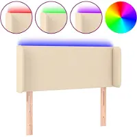 vidaXL Hoofdbord LED 83x16x78/88 cm stof crèmekleurig