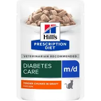 Hill's Pet Nutrition M/D Diabetes Care nat kattenvoer met kip maaltijdzakje 24 x 85 g