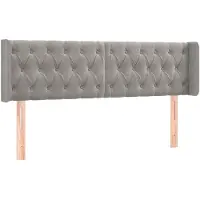vidaXL Hoofdbord met randen 147x16x78/88 cm fluweel lichtgrijs