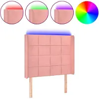 vidaXL Hoofdbord LED 83x16x118/128 cm fluweel roze