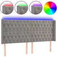 vidaXL Hoofdbord LED 203x16x118/128 cm fluweel lichtgrijs