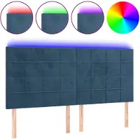 vidaXL Hoofdbord LED 200x5x118/128 cm fluweel donkerblauw