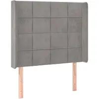 vidaXL Hoofdbord met randen 103x16x118/128 cm fluweel lichtgrijs