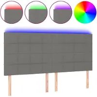 vidaXL Hoofdbord LED 160x5x118/128 cm stof donkergrijs