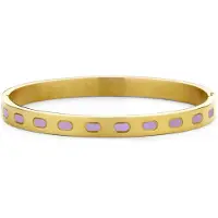 CO88 Collection 8CB-91205 Stalen Armband met Emaille - Bangle - 6mm - 58x49mm - Staal - Paars - Goudkleurig